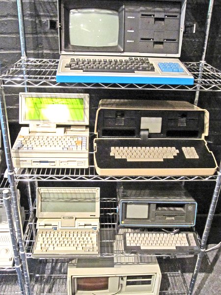 IMG_5086.JPG - Portable or luggable machines. More rare pieces are the Osborne 1 (2nd row from top, right, 1981) and the Commodore SX-64 (1986)                               