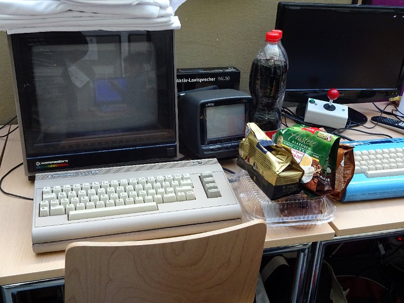COMMODORE_C64.jpg -  Look at tea, coffee and other goodies needed to keep the operator awake.               