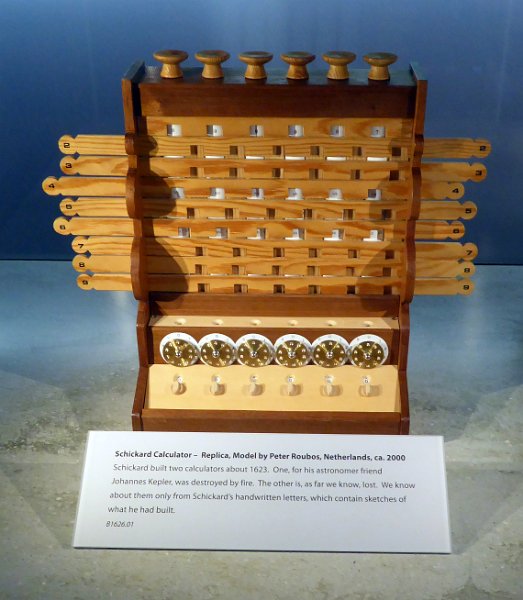 CHM004.JPG - Replica of the Schickard calculator, which is based on the system of Napier Bones.