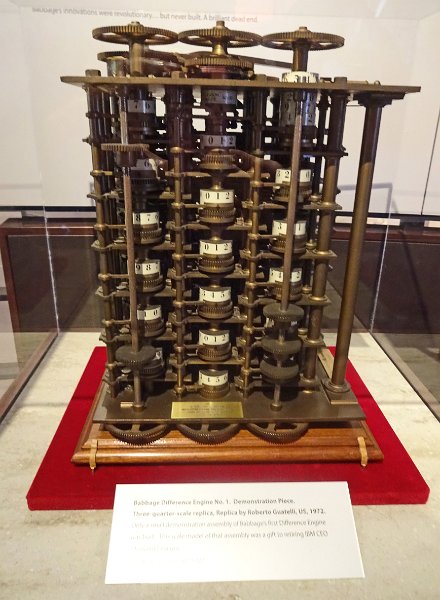 CHM005.JPG - Replica of a subset of the Babbage difference engine.
