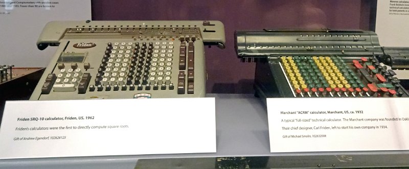 CHM019.JPG - Right side: a Marchant electromechnaical calculator, same modell in the Computarium collection.