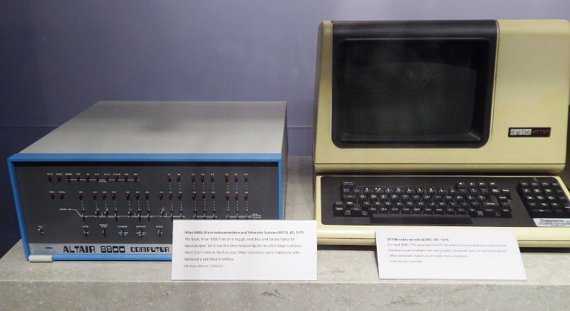 CHM104.JPG - Altair 8800 with DEC VT100 terminal; this terminal was the standard for mini-computer systems.