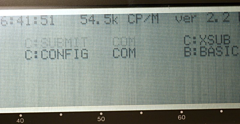 DSC02289.JPG - Screen showing 54.5k free with CP/M version 2.2 loaded. CP/M = Control Program for Microprocessors, developed by Gary Kildall during 1974. CP/M was the first hardware independant OS and predates MSDOS