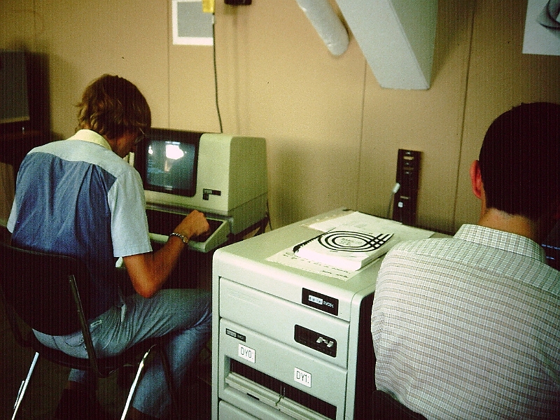 LCDinfo_1984.022.JPG - The cabinet in the middle holds the minicomputer and the 2 8" floppy disks.