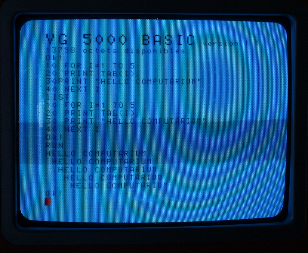 DSC03637.JPG - A small BASIC program listed and running.