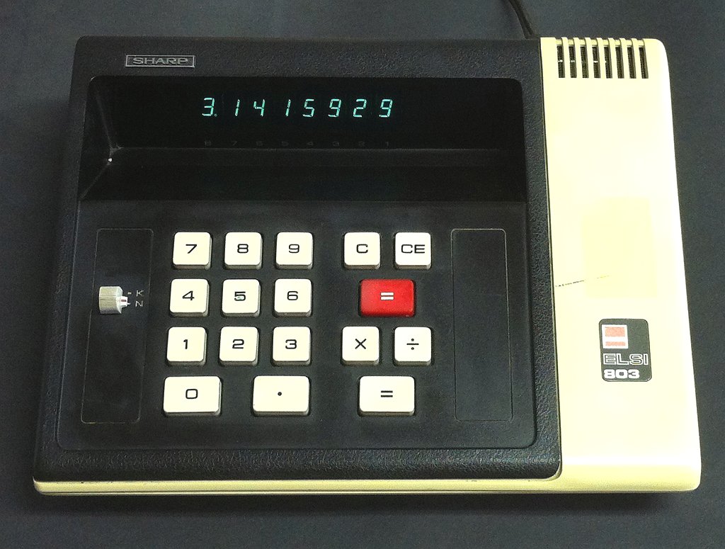 IMG_3251.JPG - This is a SHARP ELSI EL-803 calculator from the 1972. It is a very basic 4-function calculator, with the exception of the left N-K slider for calculations with a constant. Calculation is rather slow: look at the  video  . 